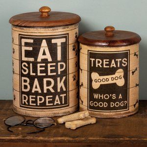 NEW Dog Treat Tin Canister Set from Primitives by Kathy